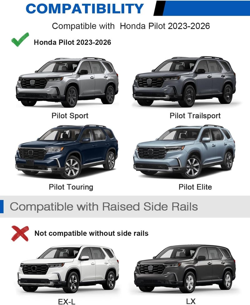 wonderdriver 300lbs Lockable Roof Rack Cross Bars Compatible with Honda Pilot 2023 2024 2025 2026 Sport Touring Trailsport Elite (Not for LX and EX-L), Heavy Duty Aluminum Roof Rails Crossbars Rooftop - Image 2